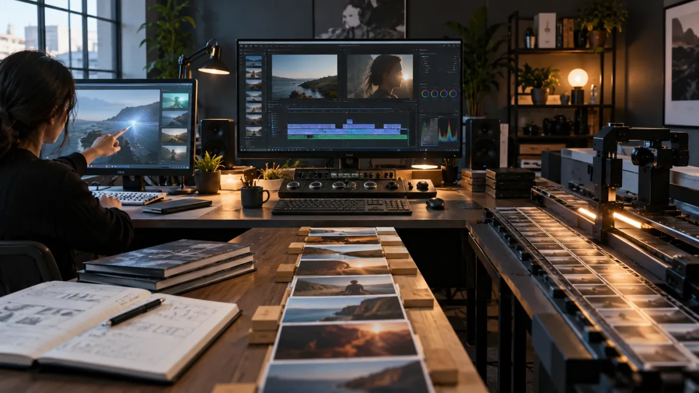 Illustration of three DaVinci Resolve learning and automation paths