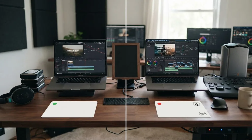 Illustration of DaVinci Resolve Free and Studio template requirements