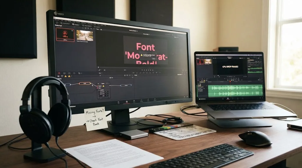 Illustration of troubleshooting a DaVinci Resolve template