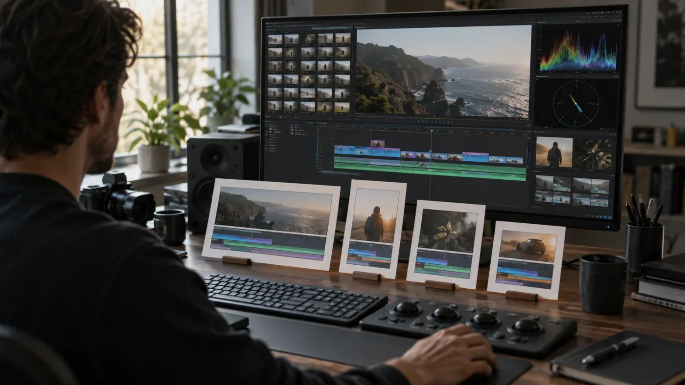 Illustration of organized DaVinci Resolve delivery timelines for client video versions