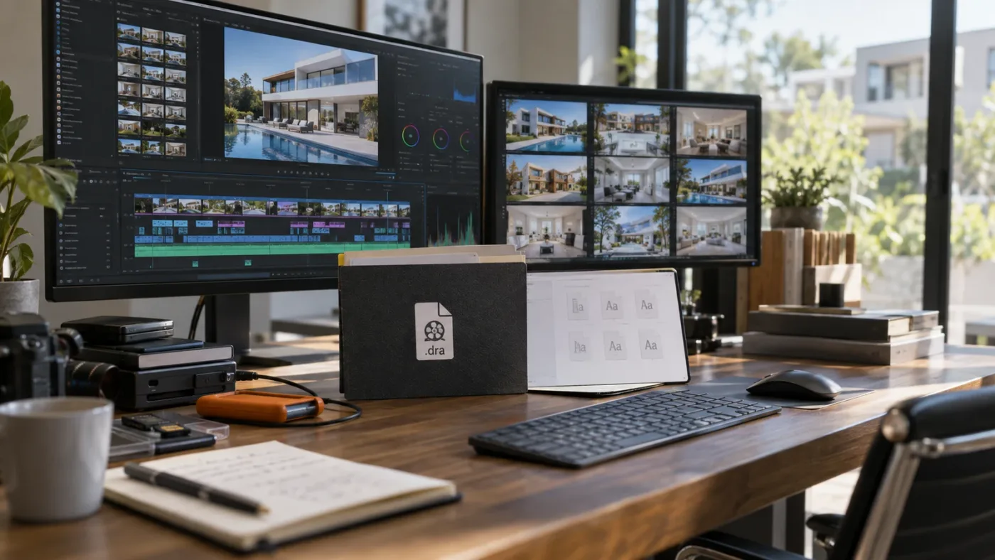 Illustration of a DaVinci Resolve 21 template archive workflow