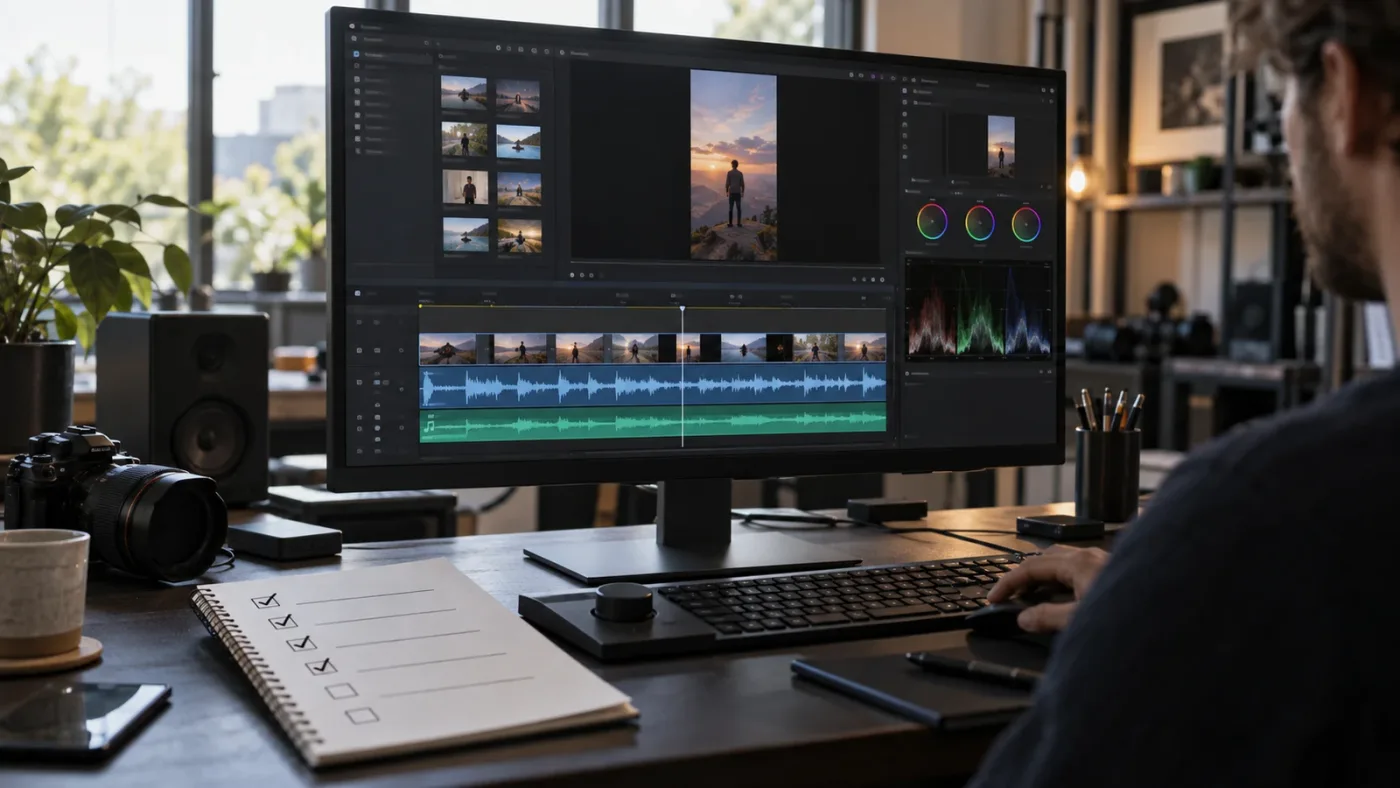 Illustration of exporting a licensed vertical clip from DaVinci Resolve 21