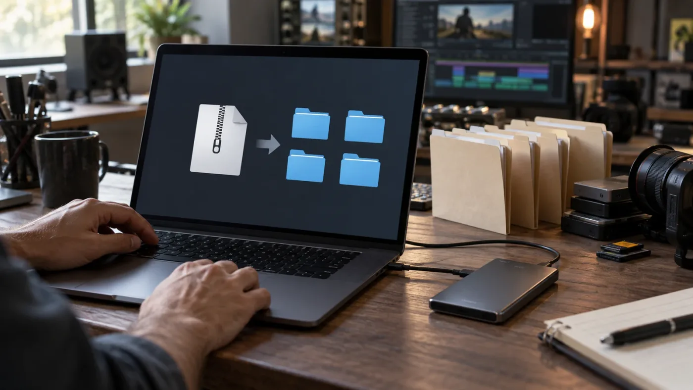 Illustration of restoring an Artlist .dra project archive in DaVinci Resolve 21