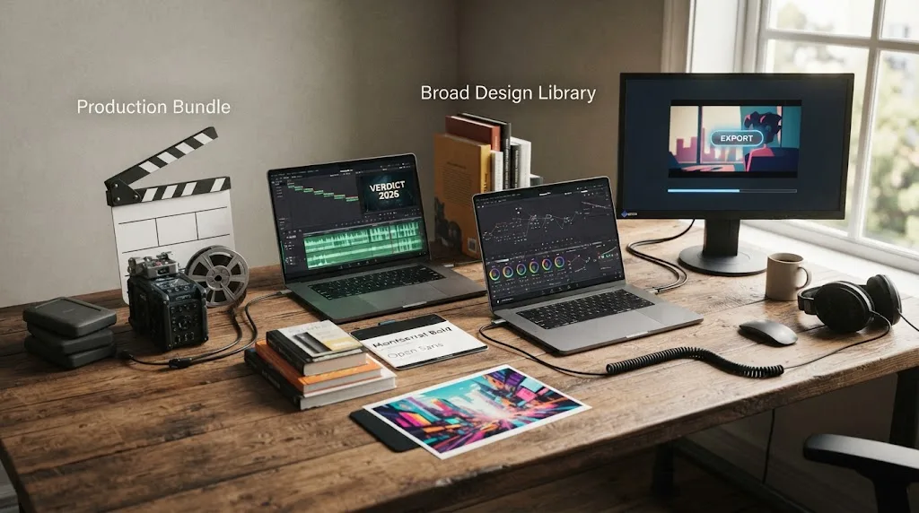 Illustration of the final Artlist versus Envato Elements decision for DaVinci Resolve editors