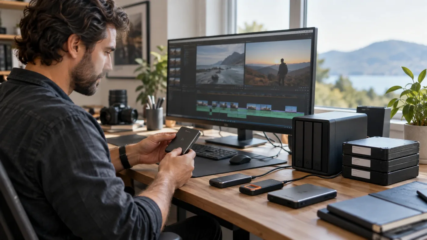 Illustration of layered DaVinci Resolve project backups before updating to version 21