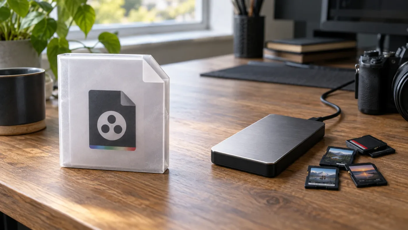 Illustration of a DaVinci Resolve DRP project export separated from source media