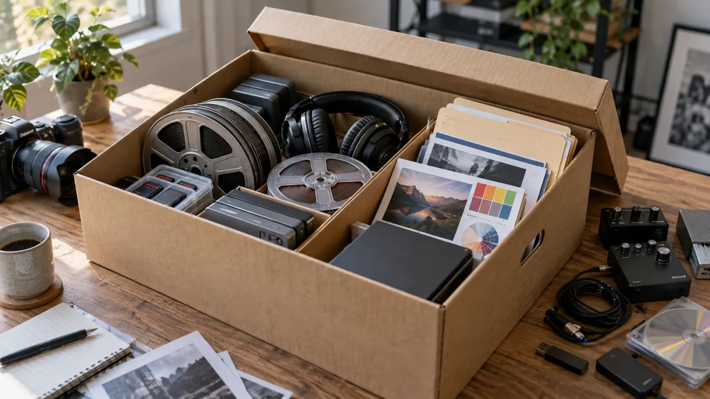 Illustration of a DaVinci Resolve project archive containing media and external dependencies