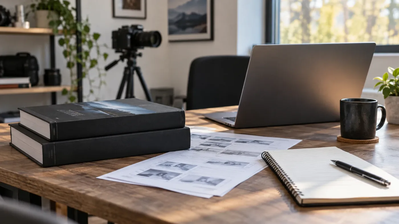Illustration of official DaVinci Resolve training books and lesson files