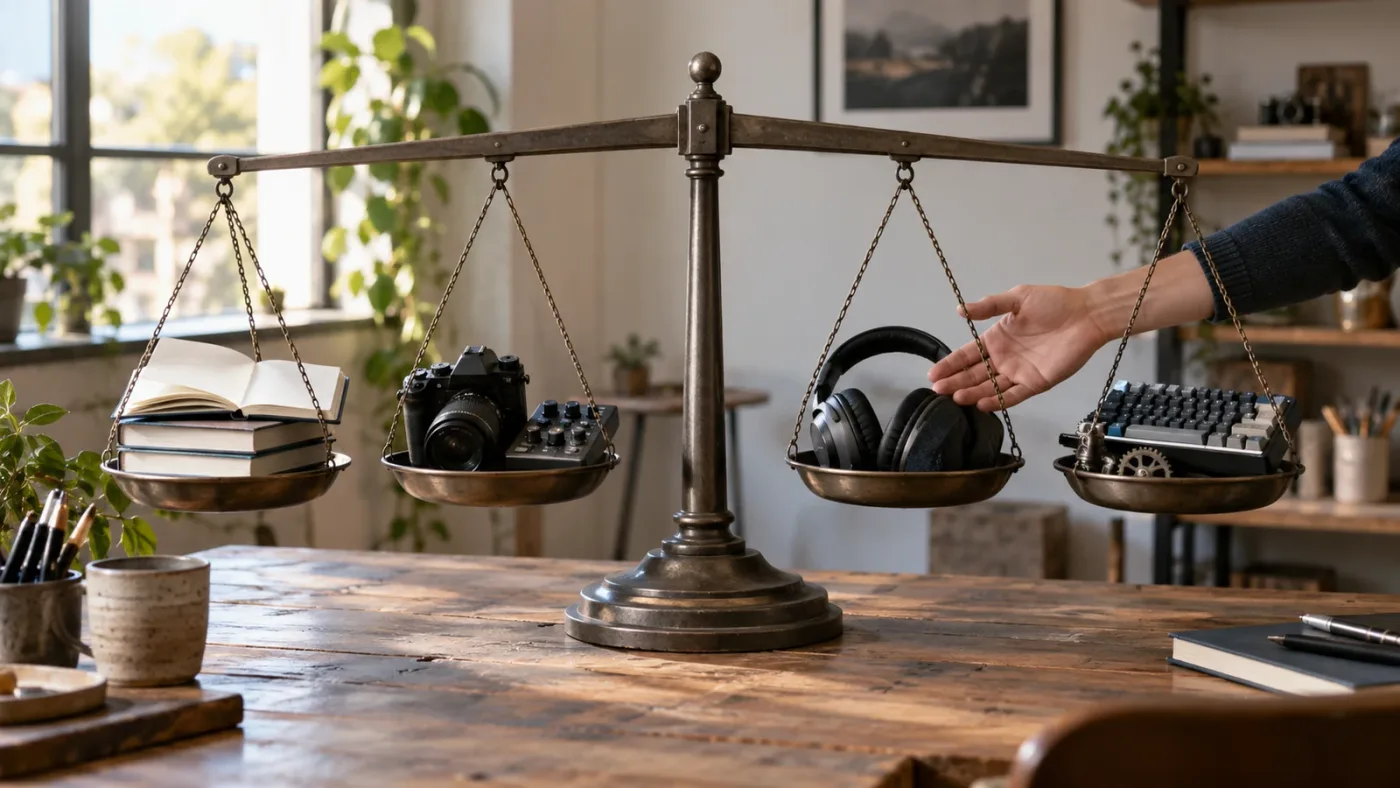 Illustration of a comparison scale for DaVinci Resolve learning options