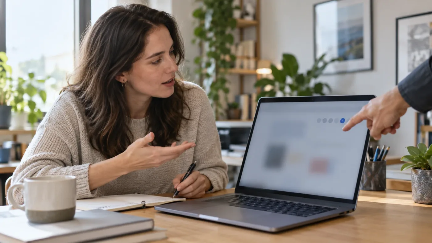 Illustration of an on-screen assistant pointing to a DaVinci Resolve control