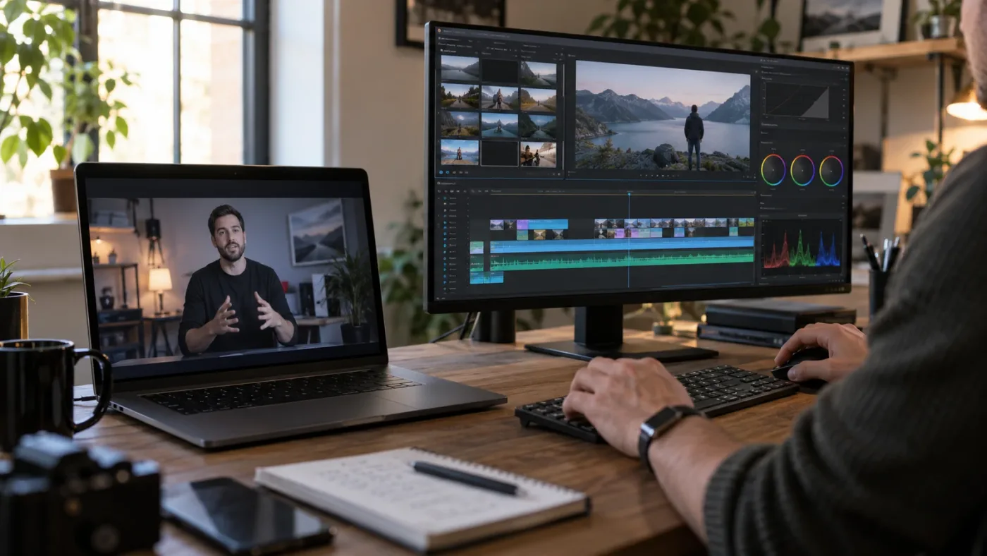 Illustration of the difference between watching a course and practicing in DaVinci Resolve