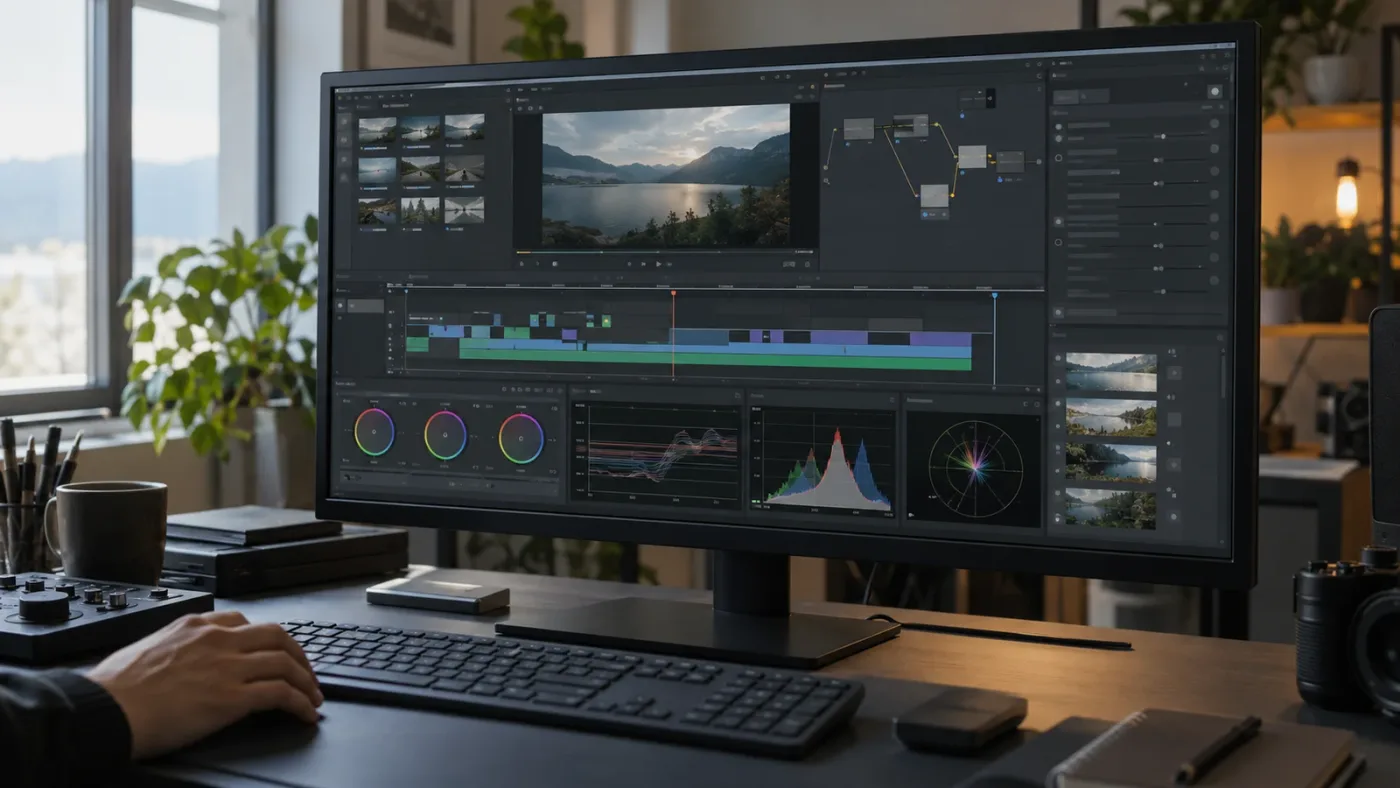Illustration of DaVinci Resolve workspace and version differences