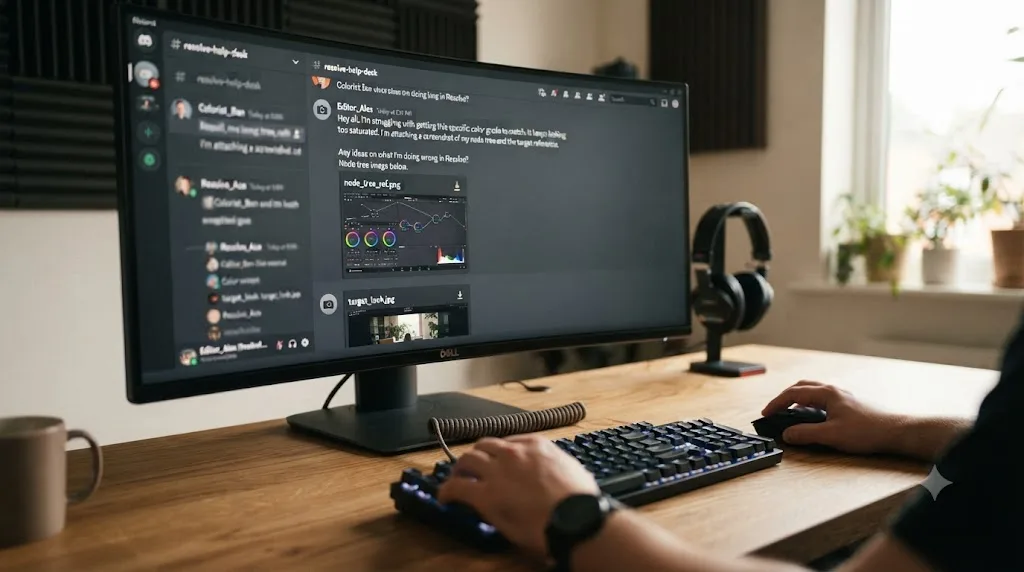 Illustration of a clear, well-formed Discord help request with an attached reference image inside a chat window