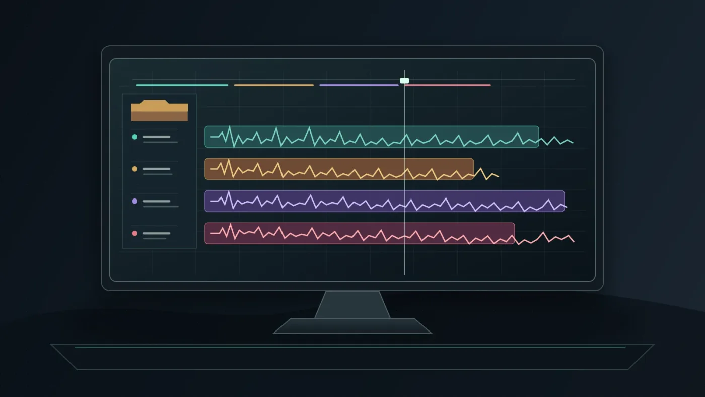 Illustration of separate music stems organized in a DaVinci Resolve 21 Fairlight timeline