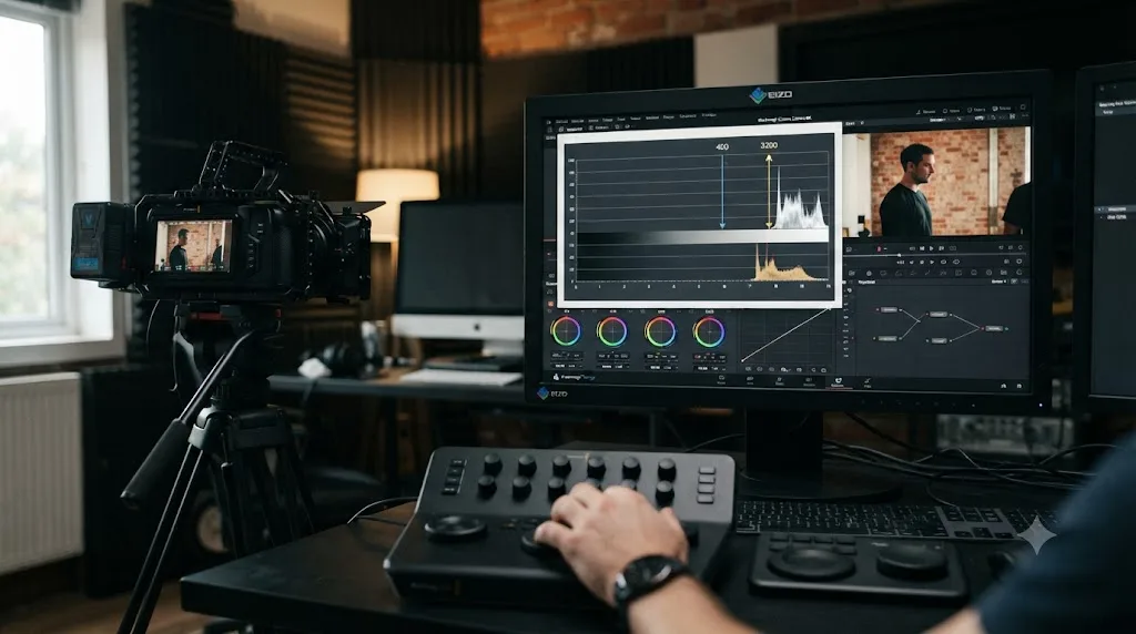 Illustration of a dynamic range chart showing the Blackmagic Cinema Camera 6K's dual native ISO points at 400 and 3200
