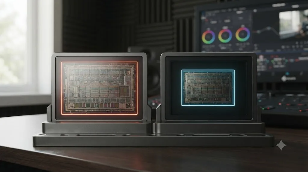 Illustration comparing a Blackmagic PYXIS full sensor open-gate mode against a cropped windowed high-frame-rate sensor mode