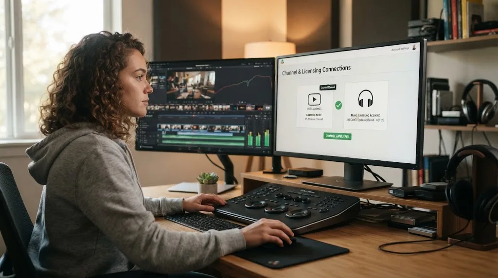 Illustration of safelisting a video channel before publishing a DaVinci Resolve project