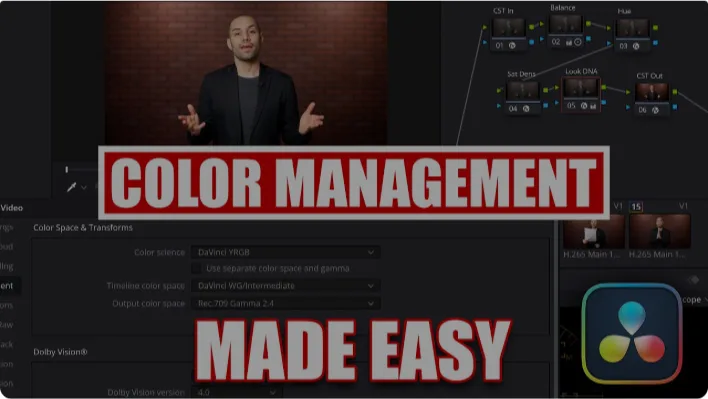 Illustration of the color management settings in DaVinci Resolve project settings