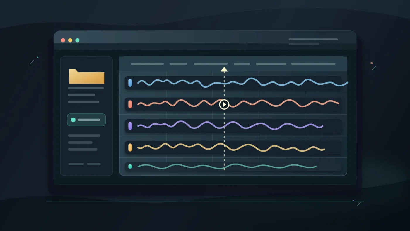 Illustration of organized Fairlight tracks for comedy sound effects