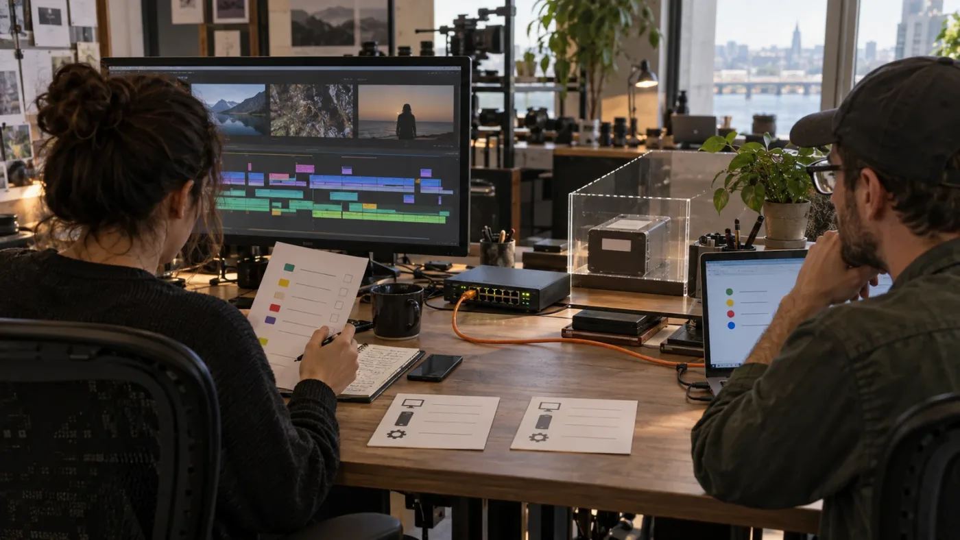 Illustration of a safe DaVinci Resolve collaboration test project workflow