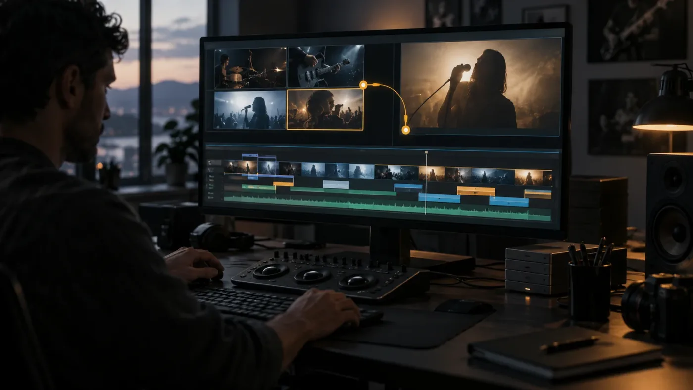 Illustration of DaVinci Resolve 21.1 multicam timeline viewer mode