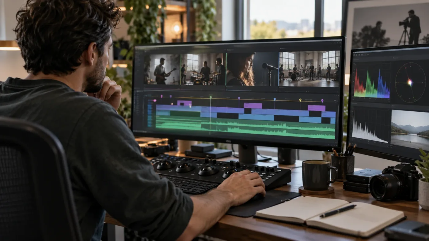 Illustration of learning multicam synchronization while using DaVinci Resolve