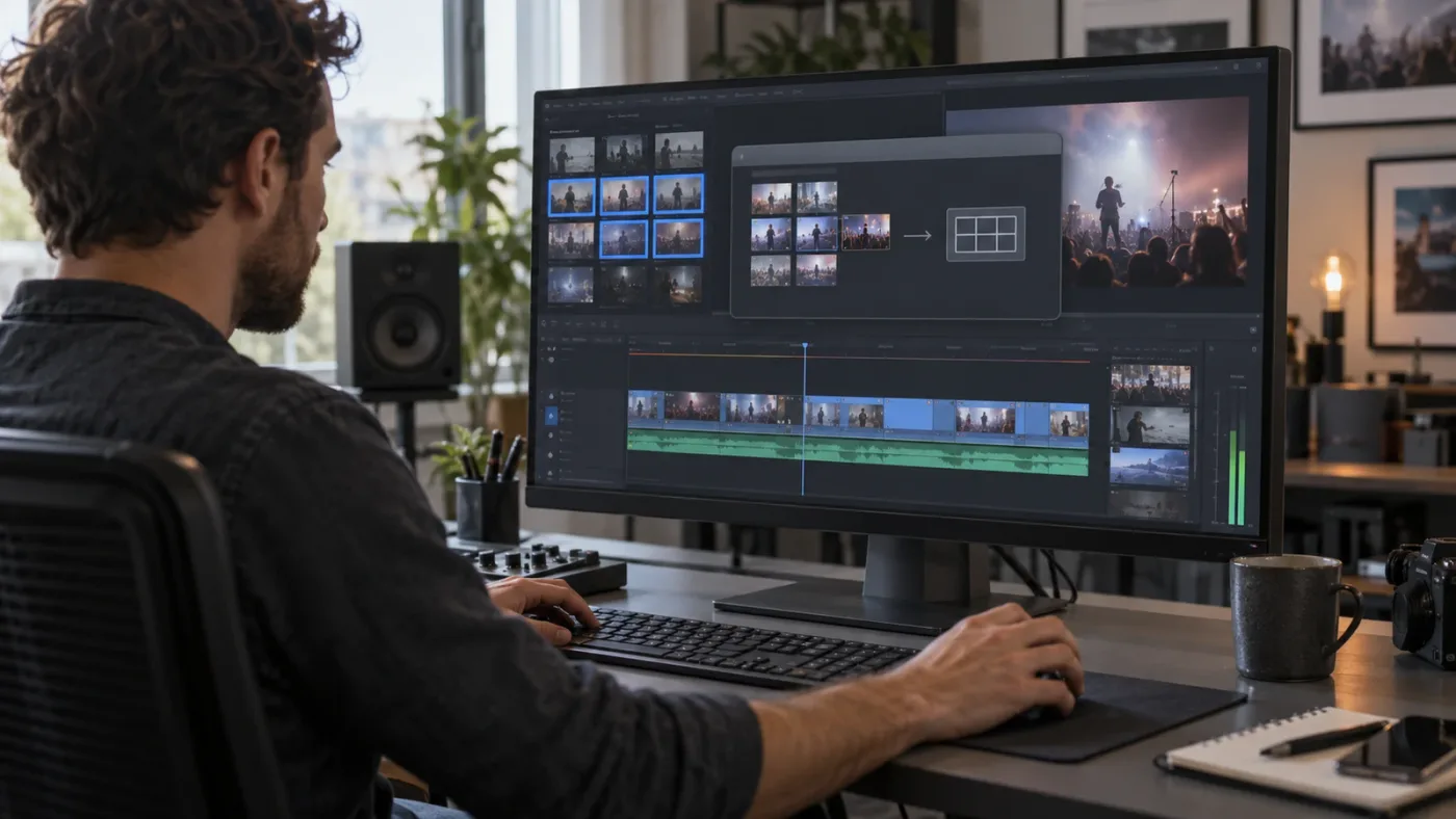 Illustration of selecting camera clips for a new multicam clip