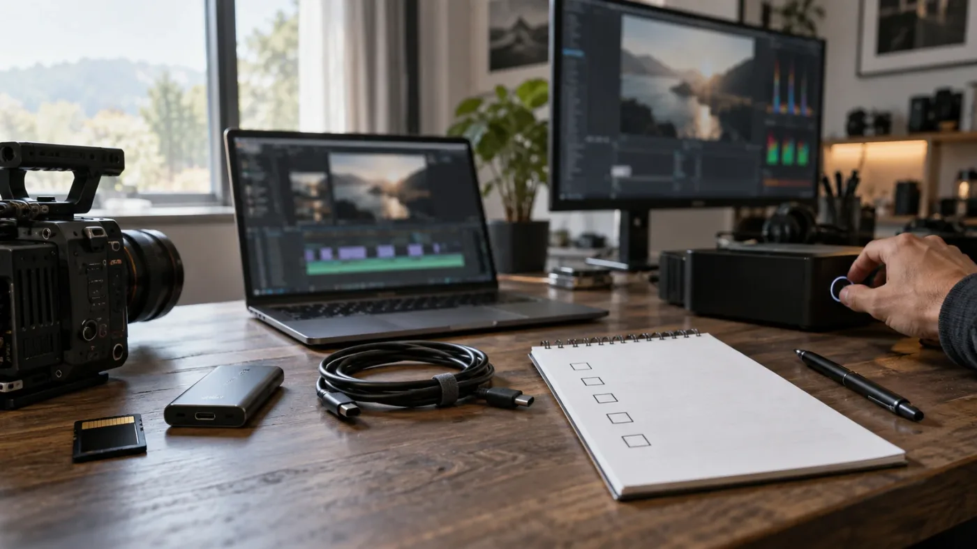 Illustration of a five-step DaVinci Resolve project switching checklist