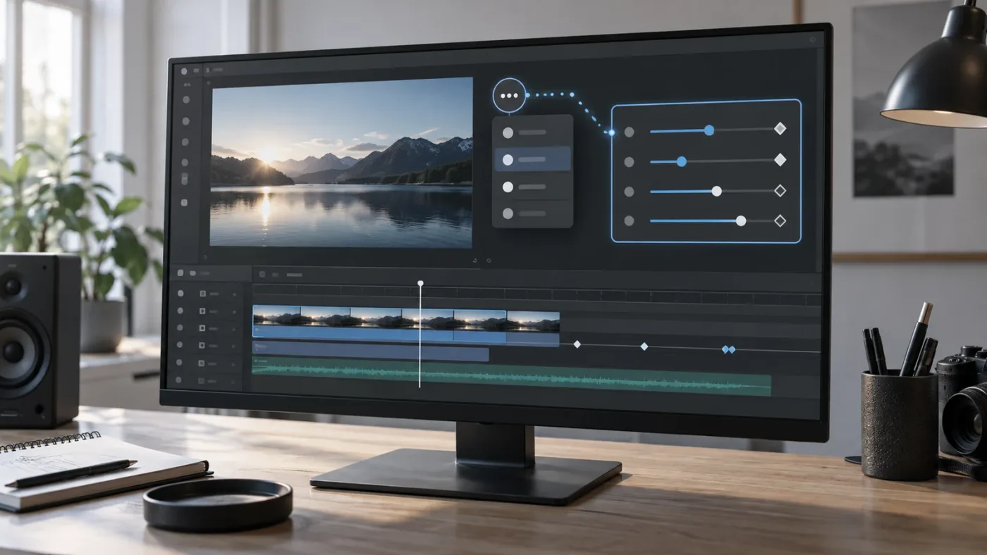 Illustration of displaying selected Fusion parameters in the DaVinci Resolve 21 Keyframe Editor