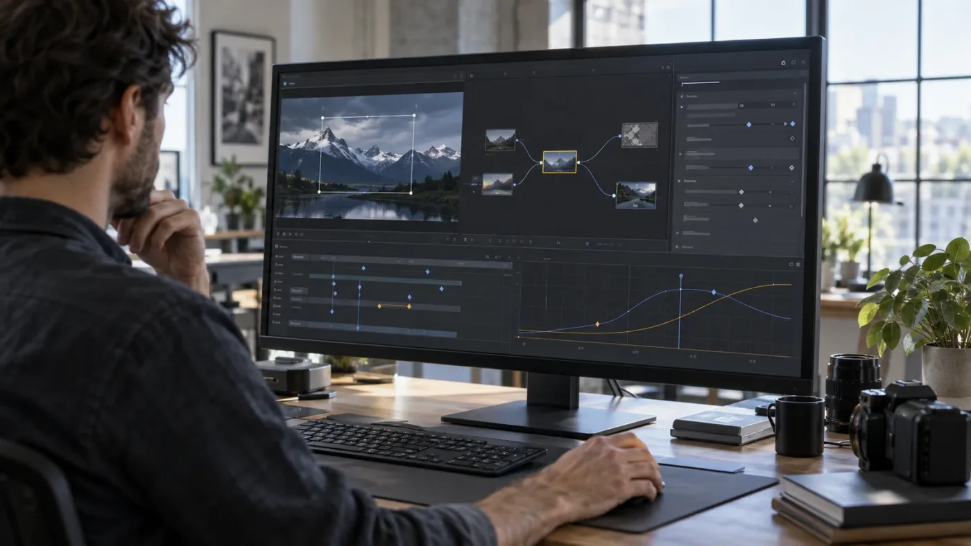 Illustration of animating a Fusion Composition in the Fusion page