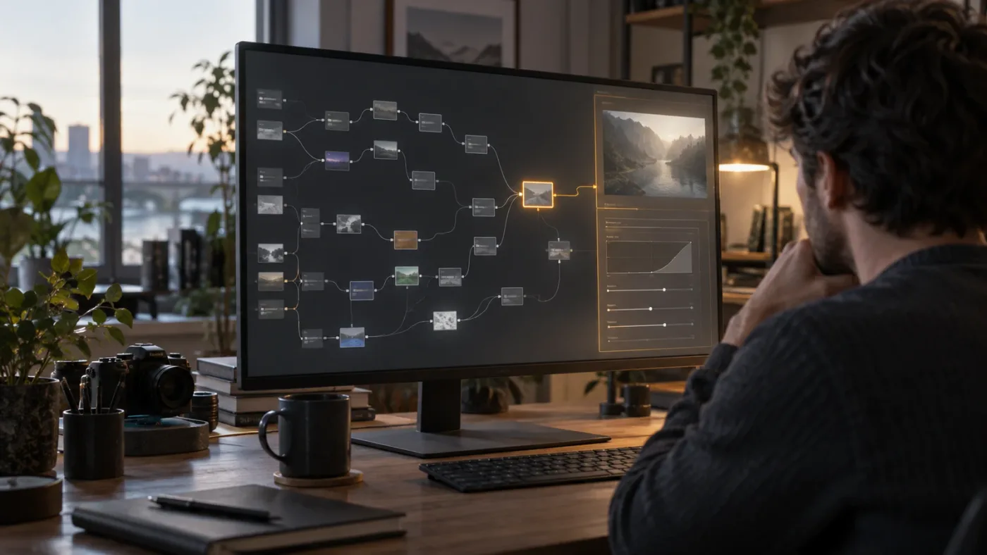 Illustration of a selected compositing node and a parameter panel receiving keyboard focus