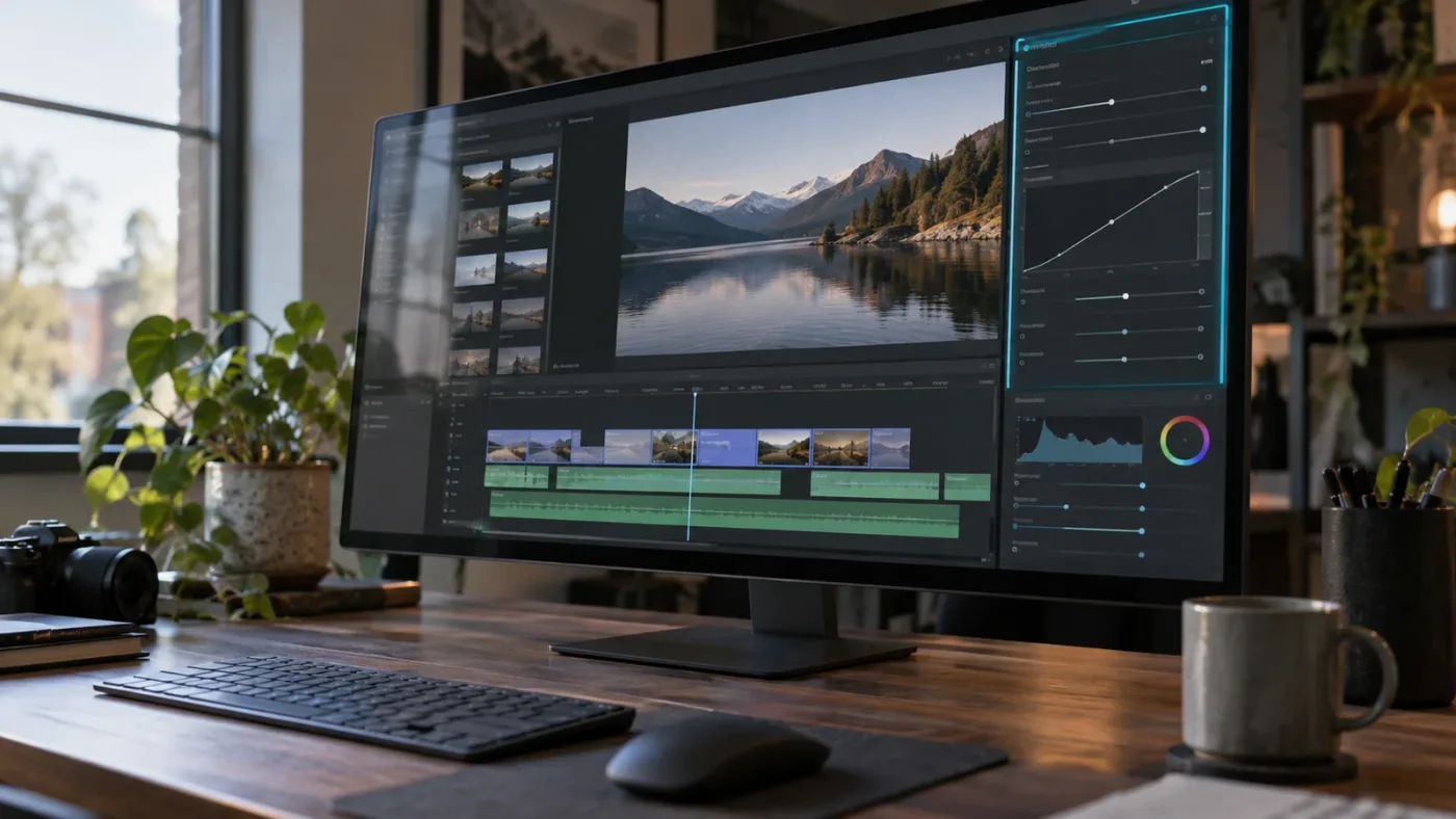 Illustration of a panel focus indicator in a compositing workspace