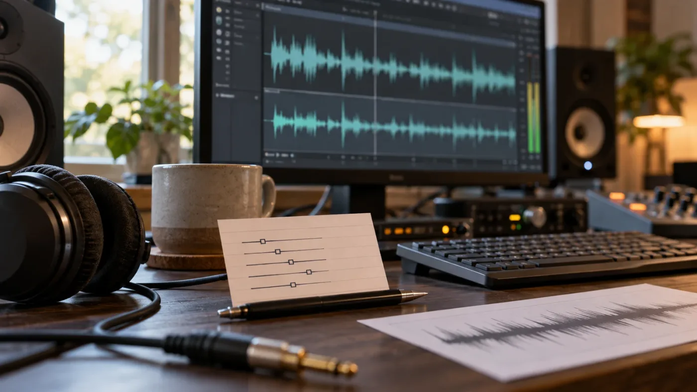 Illustration of a dialogue clip receiving a reusable audio Inspector preset