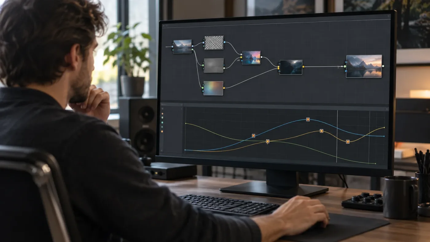Illustration of Fusion keyframe and spline copy paste in DaVinci Resolve 21