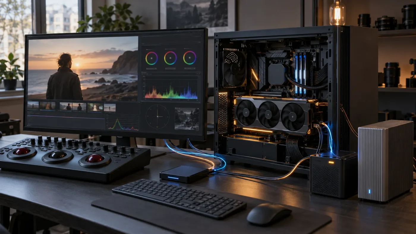 Illustration of DaVinci Resolve 21 hardware and storage diagnosis