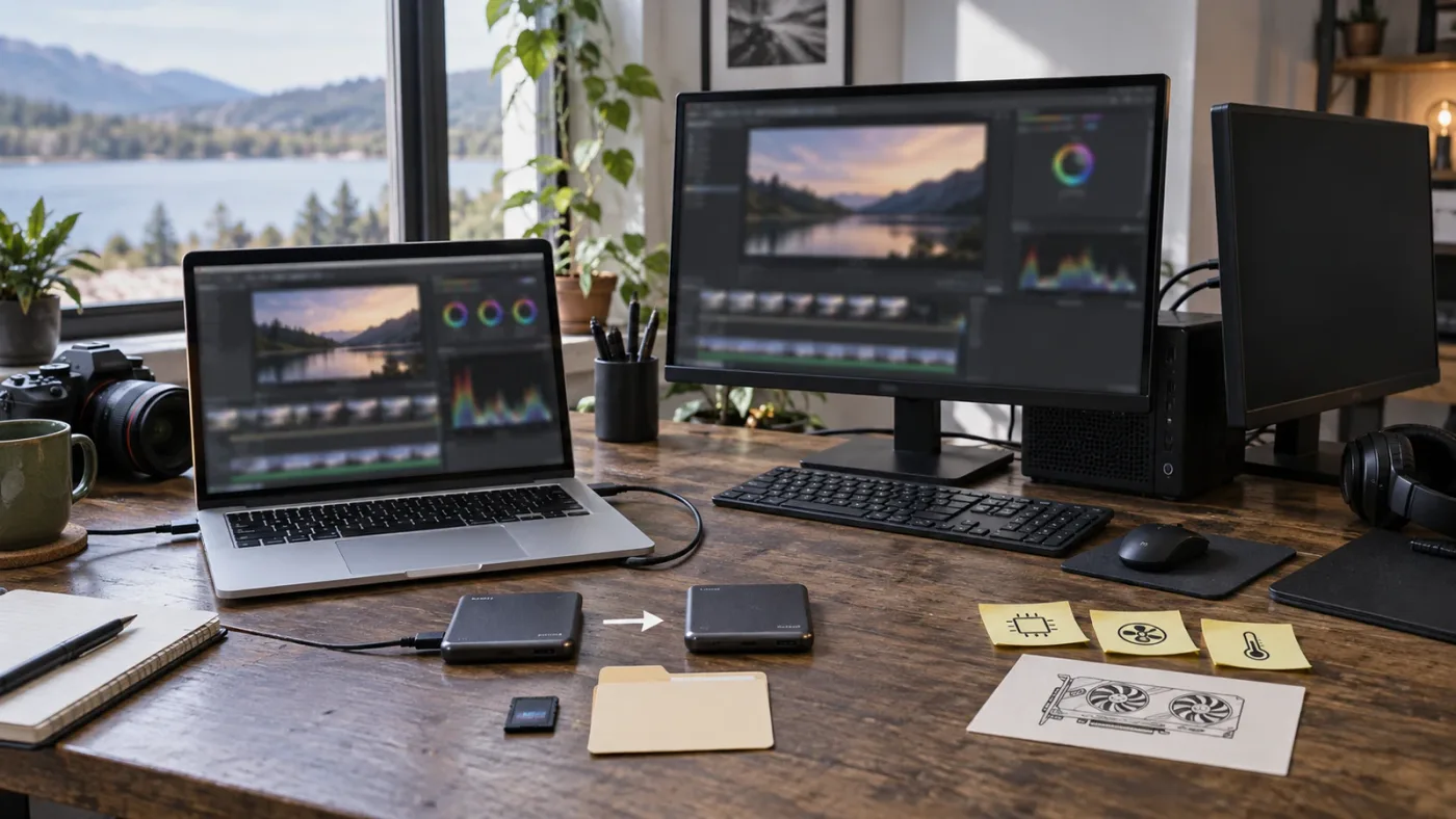 Illustration of Mac and Windows troubleshooting steps for DaVinci Resolve 21