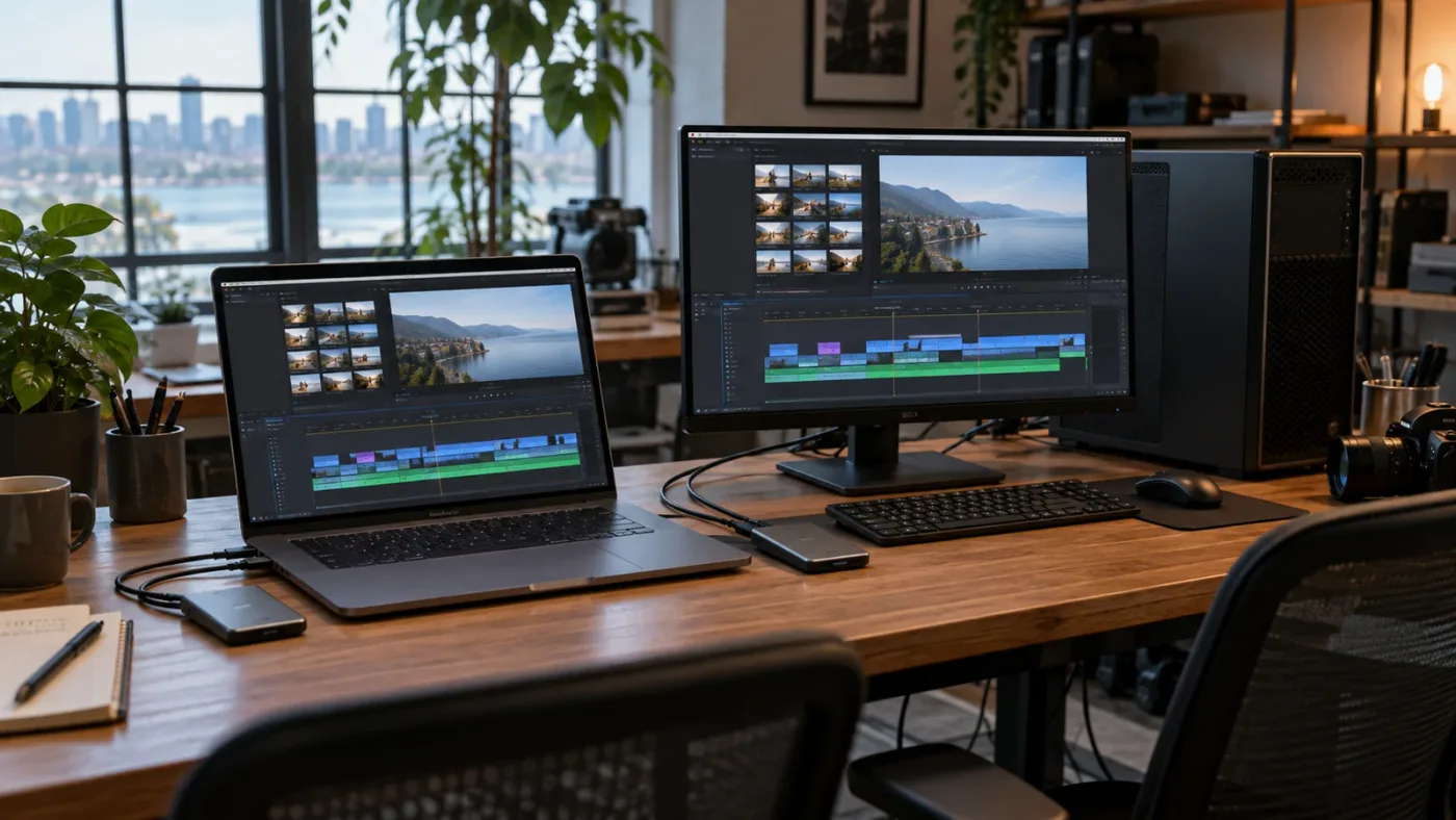 Illustration of shared media mapped to Mac and Windows workstation paths