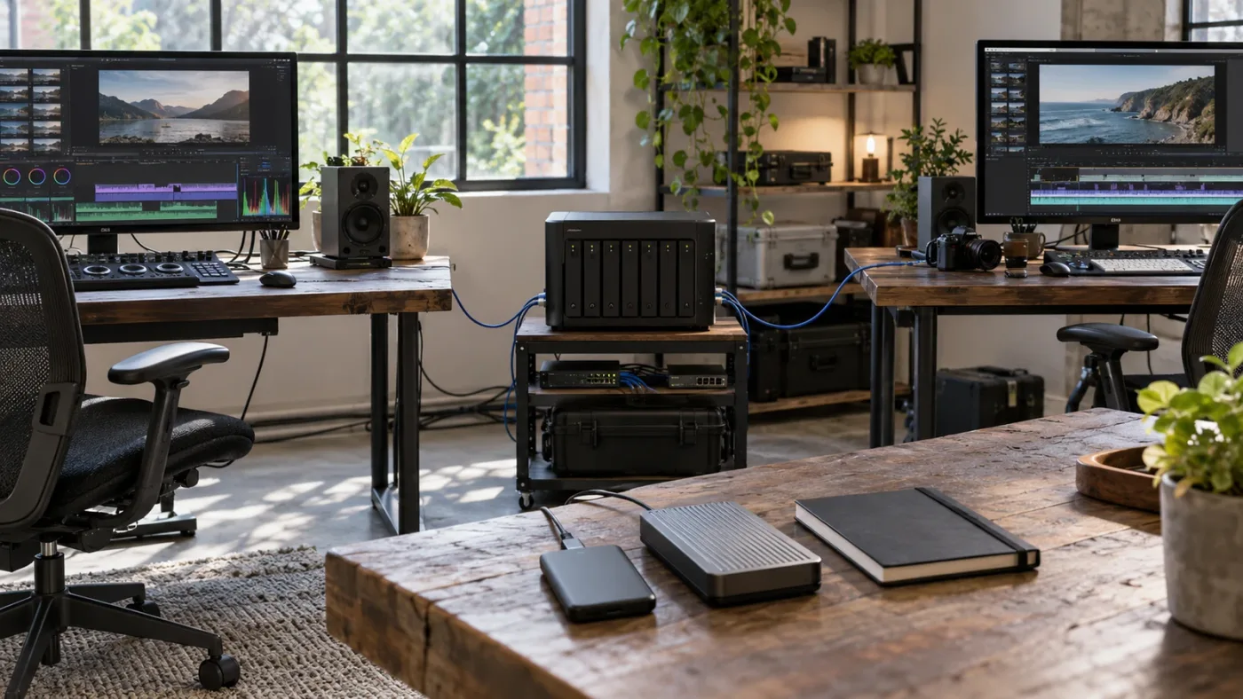 Illustration of a DaVinci Resolve project library pointing to media stored separately