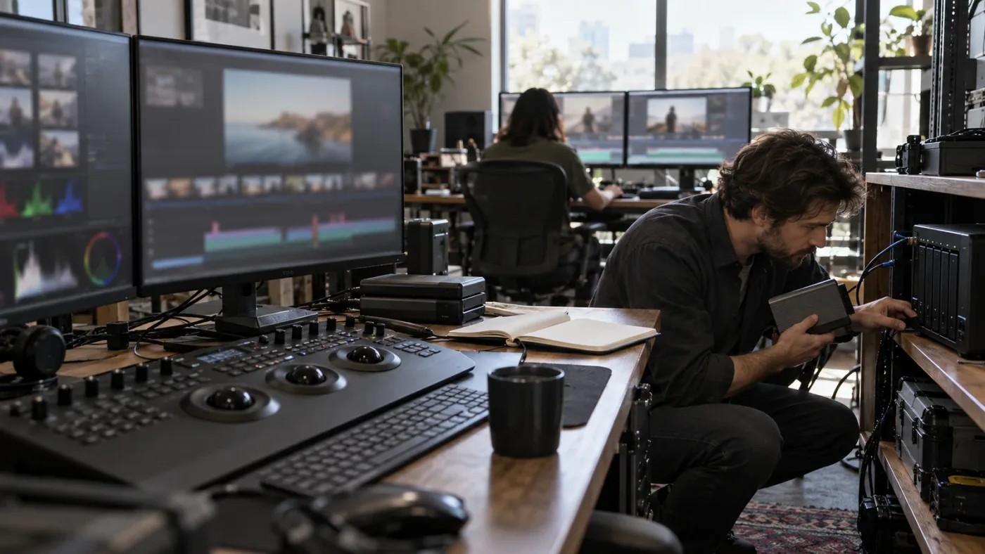 Illustration of troubleshooting stages for a shared DaVinci Resolve project
