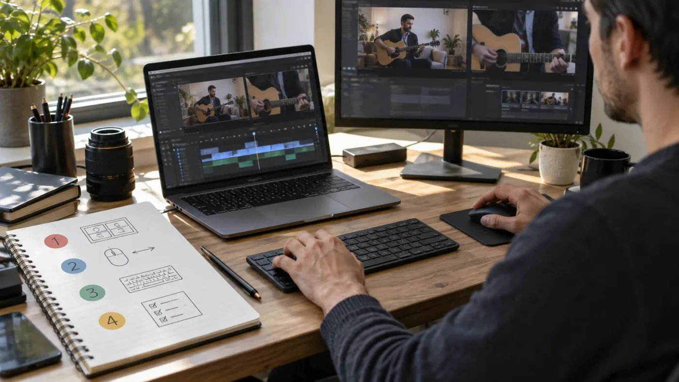Illustration of a clean DaVinci Resolve multicam shortcut test