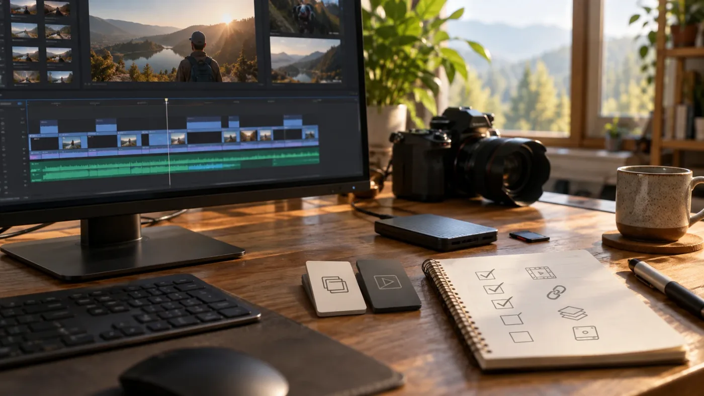 Illustration of proxy preference and linked-media checks for DaVinci Resolve