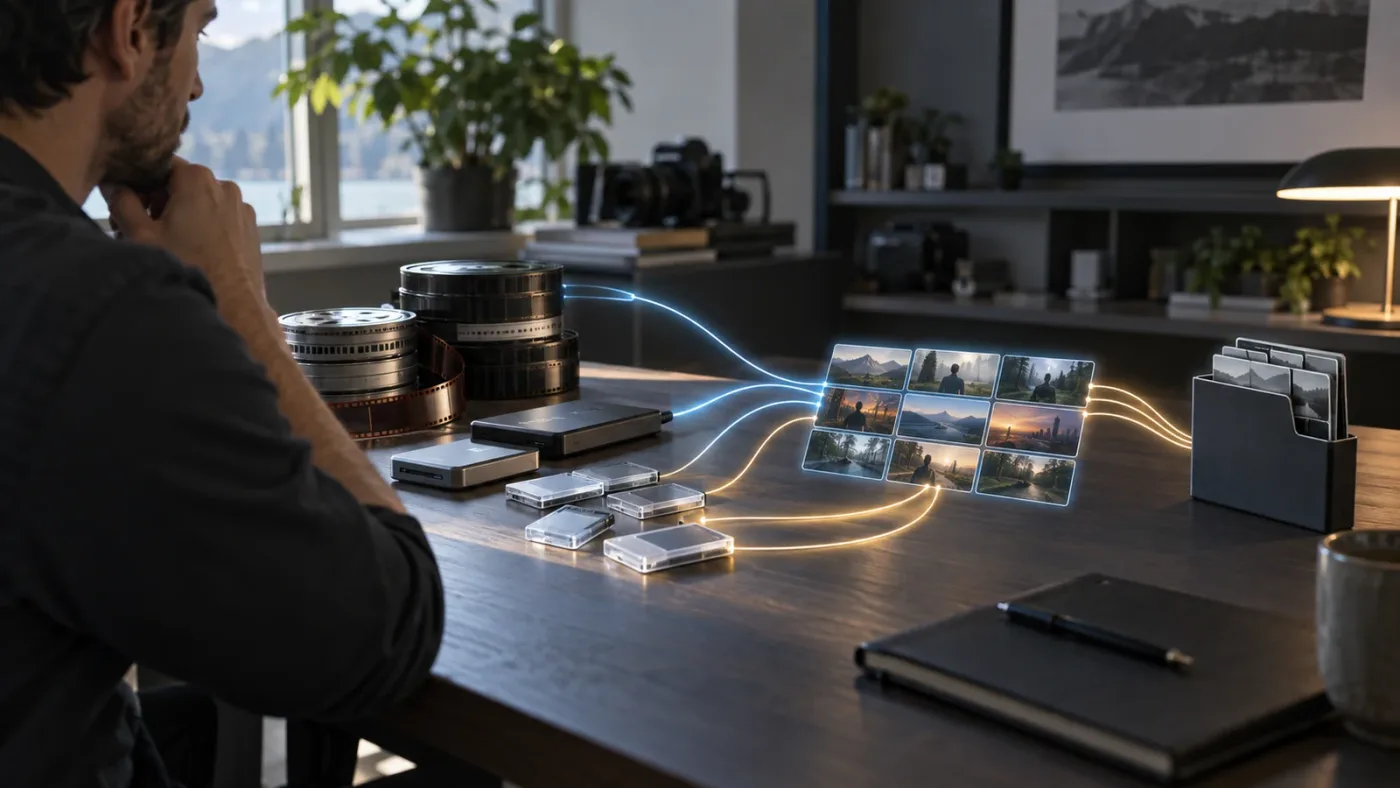 Illustration of selecting source clips and connecting a proxy folder in DaVinci Resolve