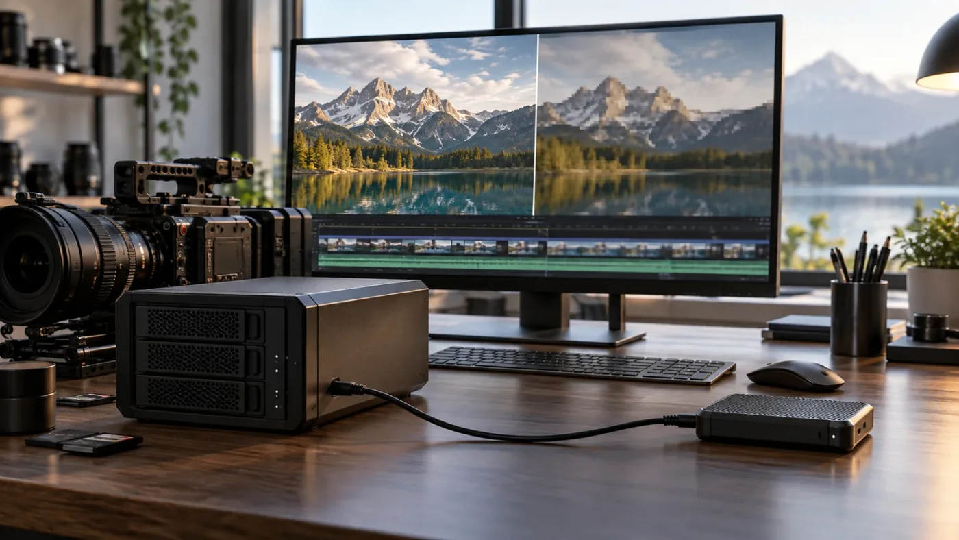 Illustration of full-resolution media and proxy media relationships in DaVinci Resolve