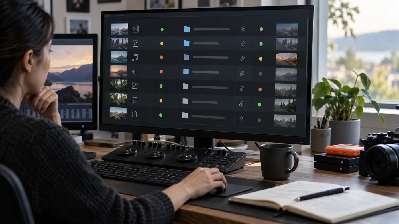 Illustration of verifying proxy status and media path in DaVinci Resolve