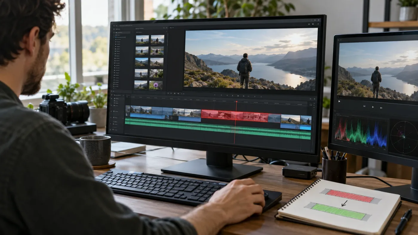 Illustration of testing playback before and after a timeline range is cached