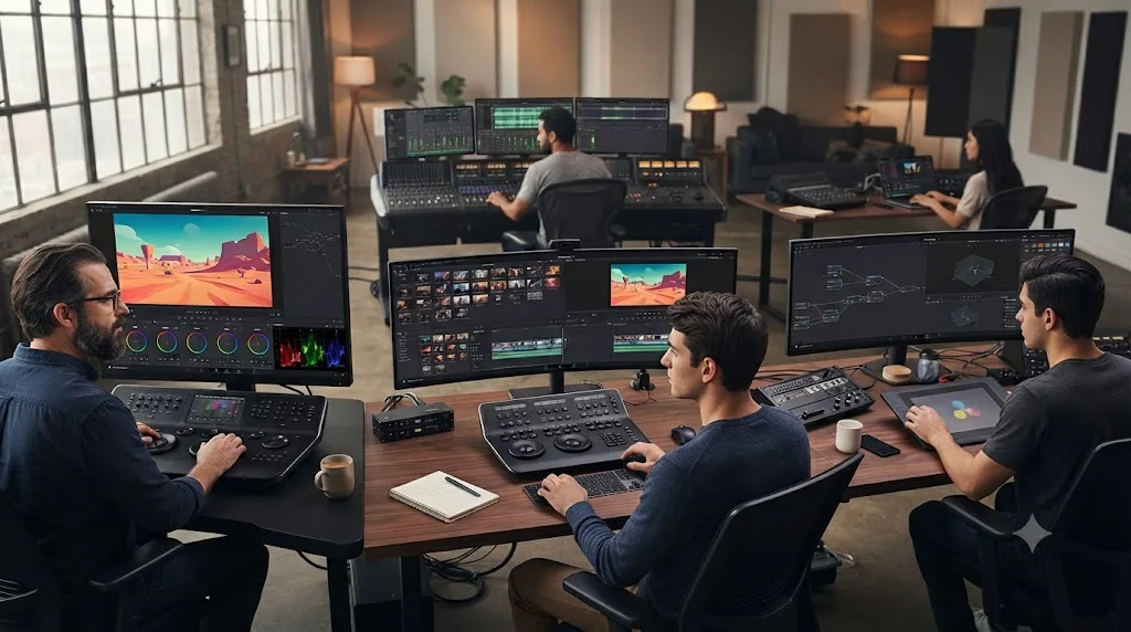 Illustration of DaVinci Resolve 21 features grouped by the type of editor they serve
