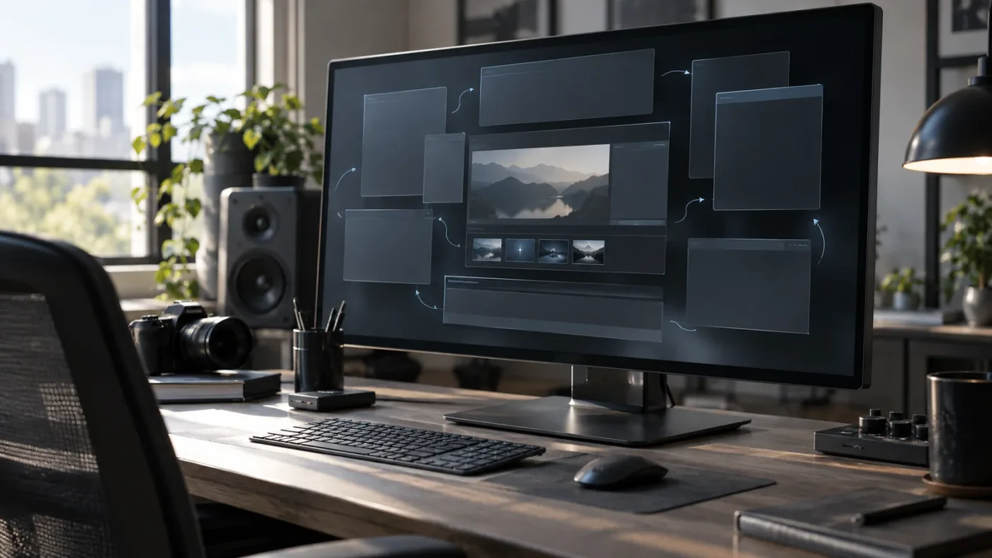 Illustration of resetting a DaVinci Resolve workspace layout