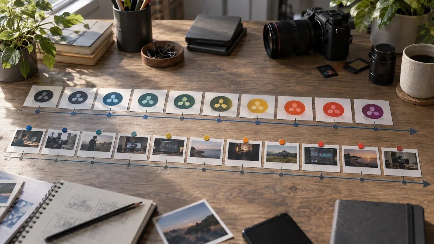 Illustration of comparing DaVinci Resolve tutorial dates with version numbers