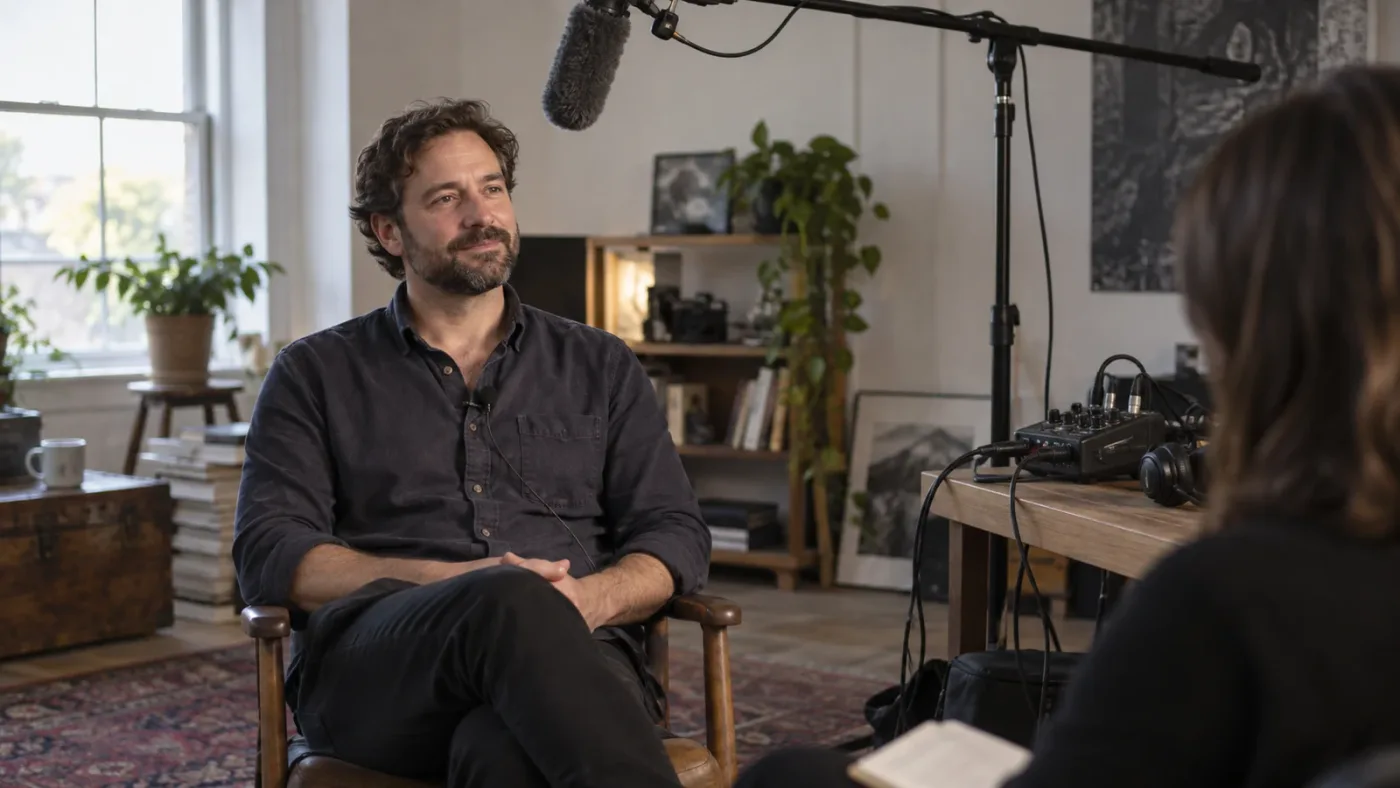 Illustration of separate boom and lavalier tracks in a DaVinci Resolve interview