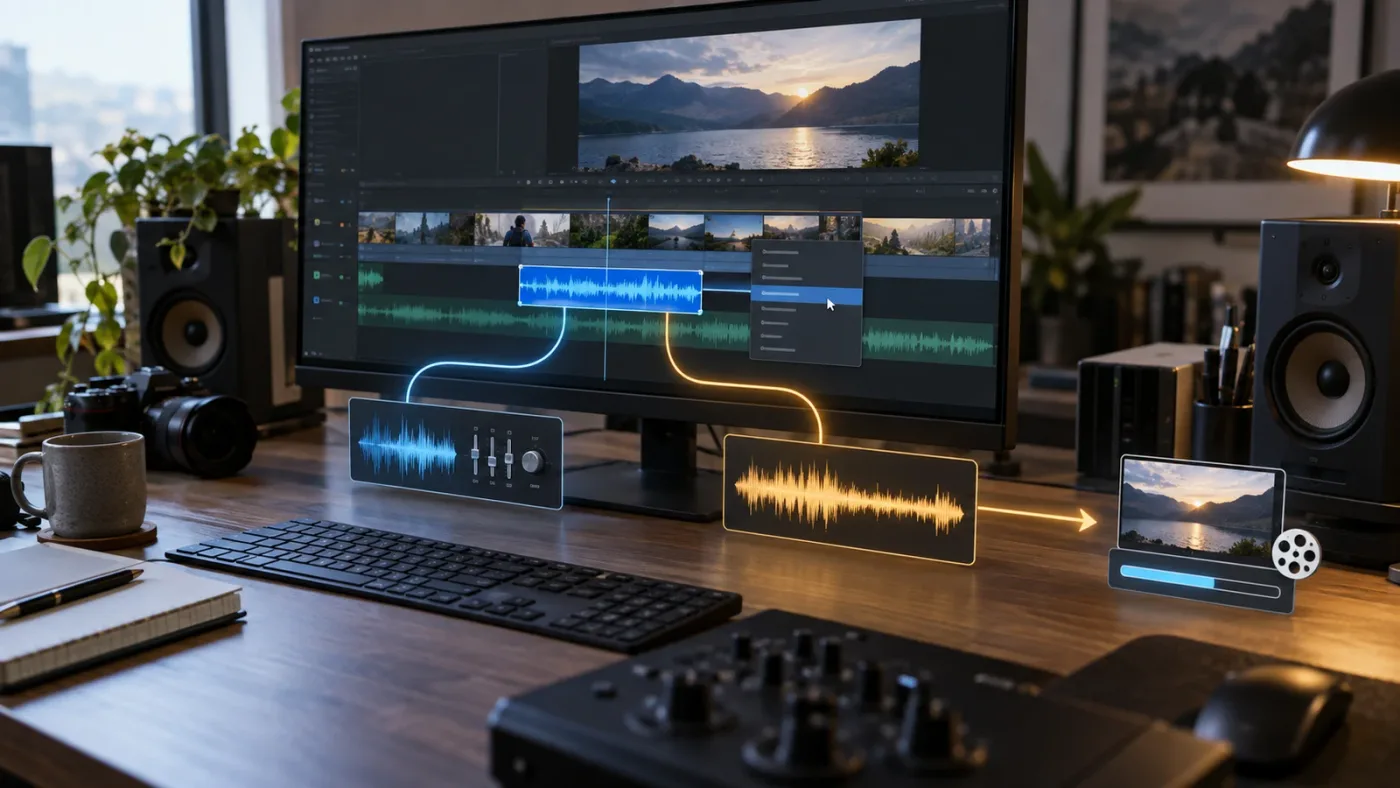 Illustration of finding Normalize Audio Levels on a DaVinci Resolve timeline clip